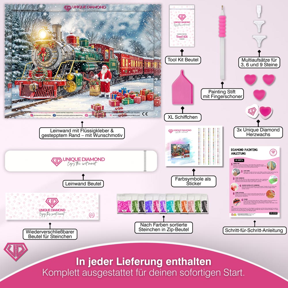 5D Diamond Painting – Die Weihnachtsbahn Unique-Diamond