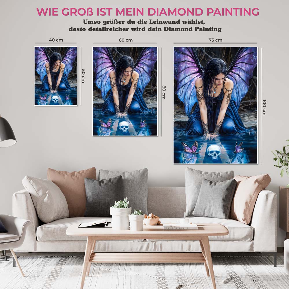 5D Diamond Painting mit AB-Effekt – Die düstere Fee des Mondsees, Unique-Diamond