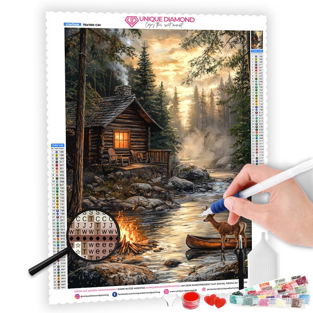 5D Diamond Painting mit AB-Effekt – Die stille Zuflucht, Unique-Diamond