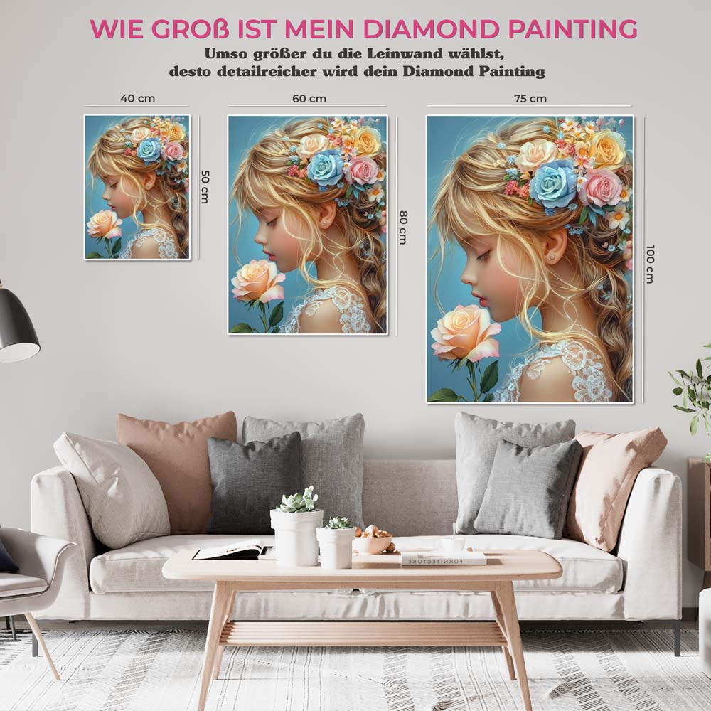 5D Diamond Painting mit AB-Effekt – Elysas Blumenpoesie, Unique-Diamond