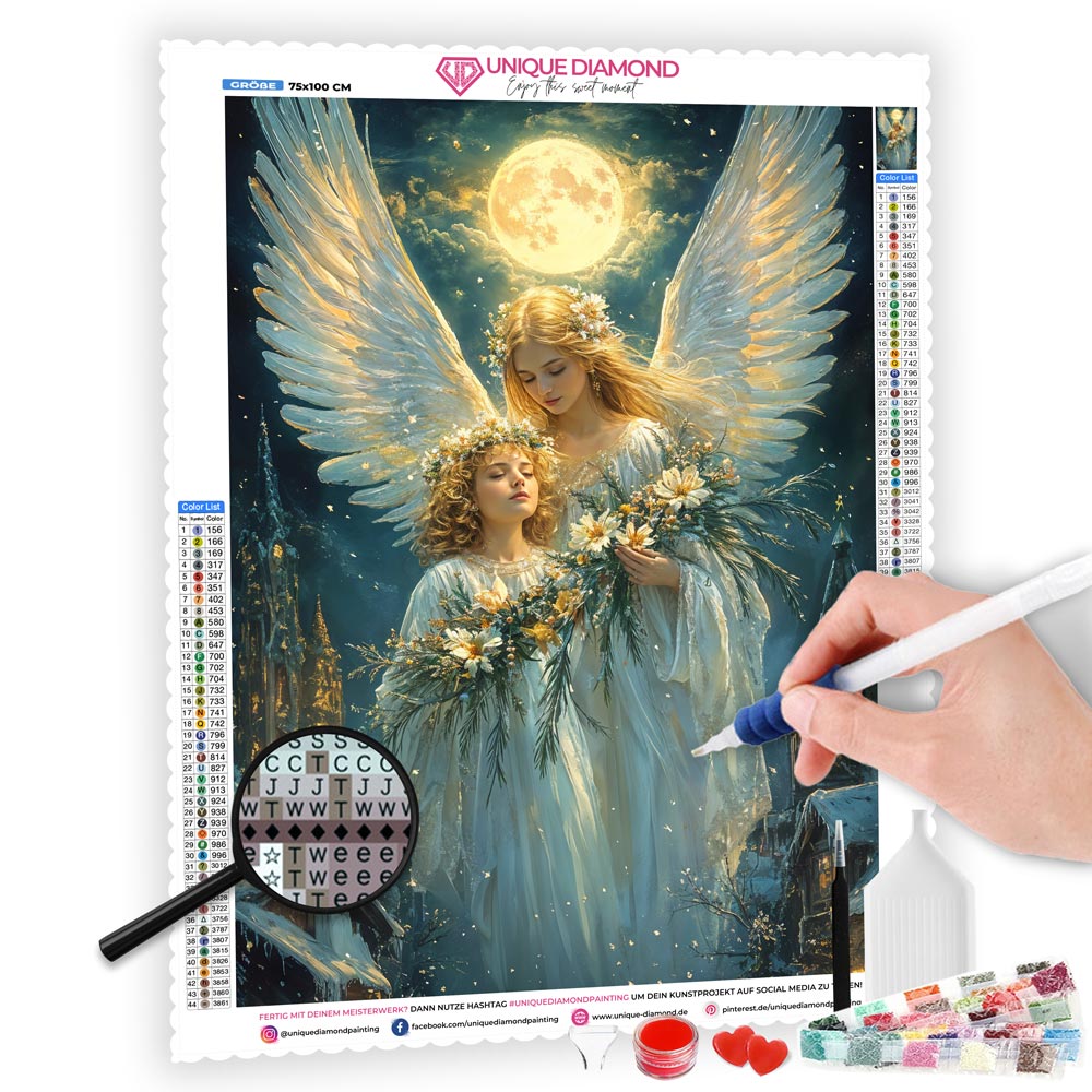 5D Diamond Painting mit AB Effekt – Engel des Lichts, Unique-Diamond-