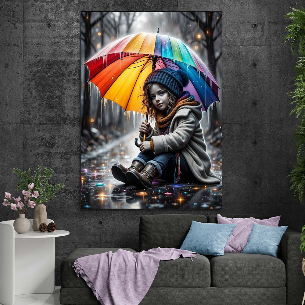 5D Diamond Painting mit AB-Effekt – Farbenzauber im Regen, Unique-Diamond