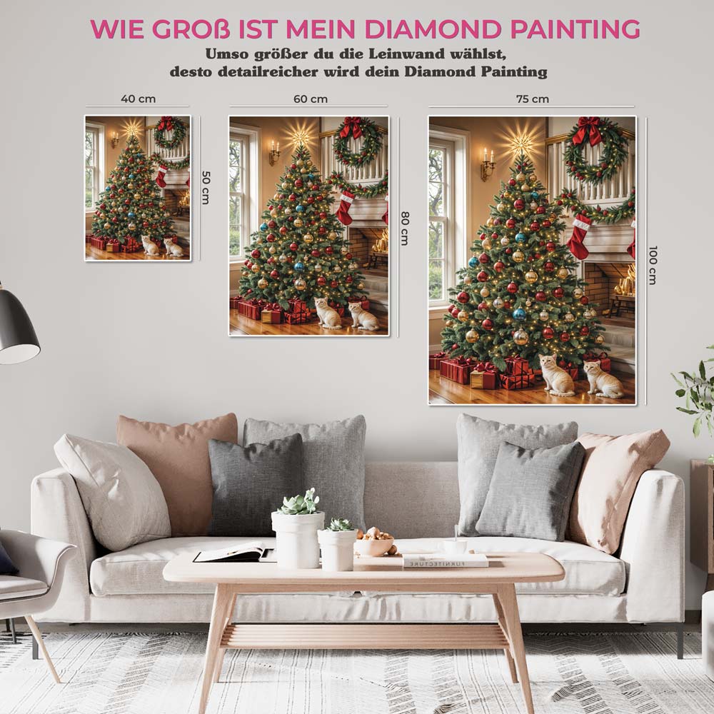 5D Diamond Painting mit AB-Effekt – Festliche Weihnachtsstimmung, Unique-Diamond