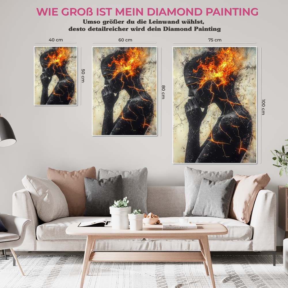 5D Diamond Painting mit AB-Effekt – Feurige Gedanken der Menschlichkeit, Unique-Diamond