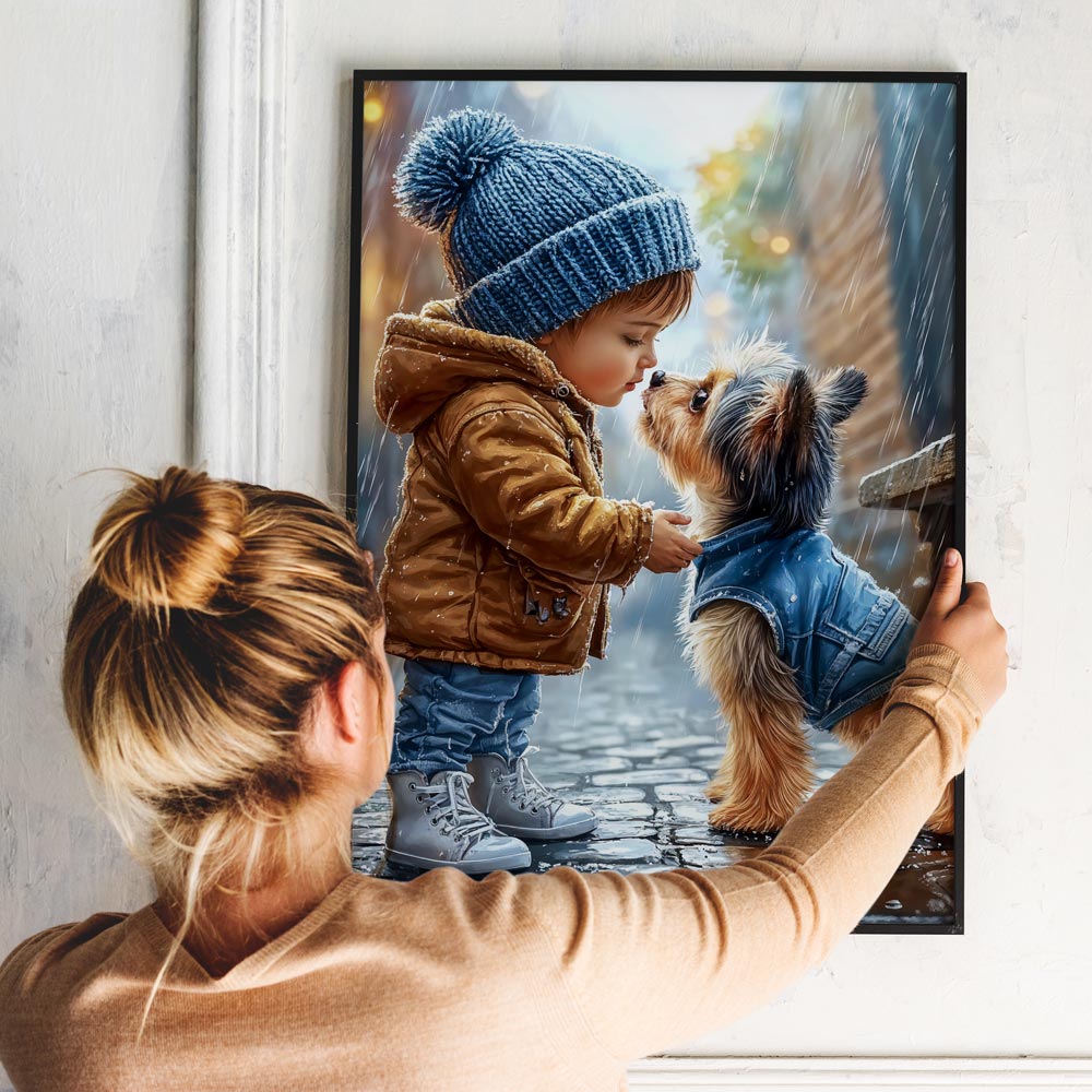 5D Diamond Painting mit AB-Effekt – Freundschaft im Regen, Unique-Diamond