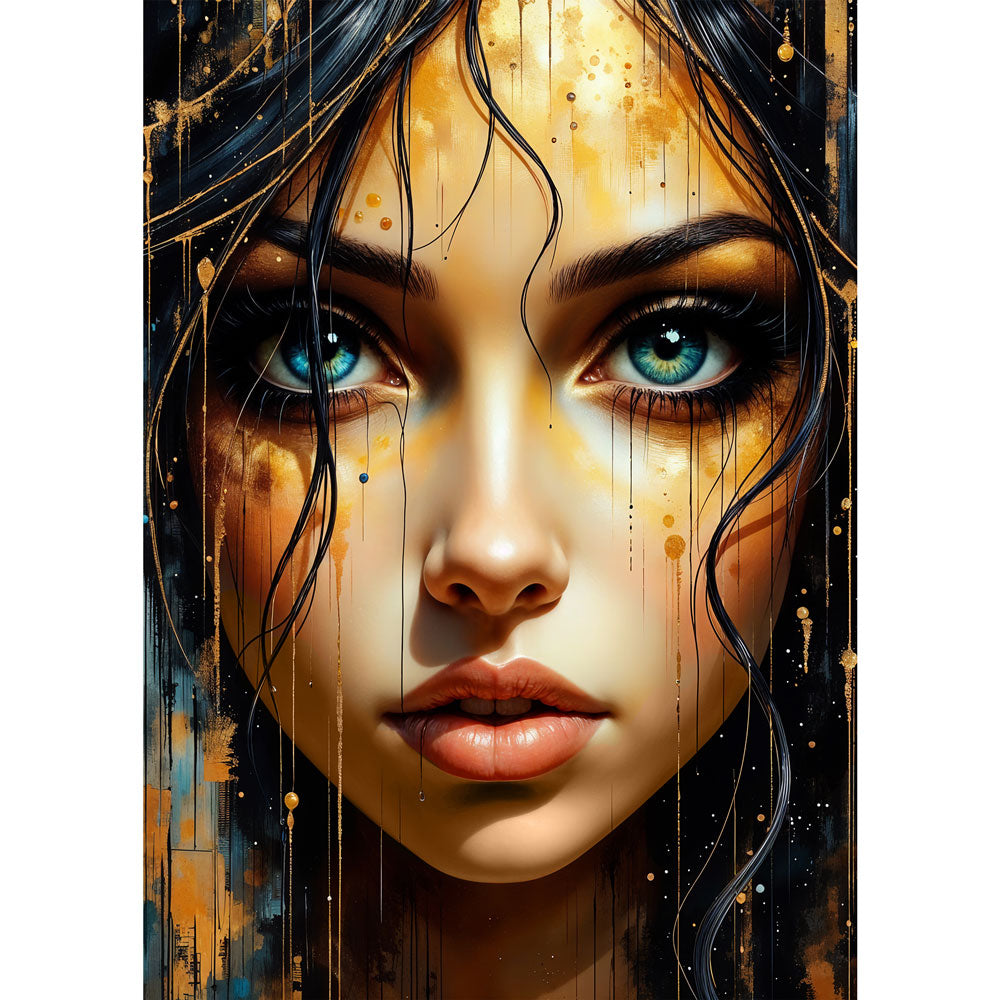 5D Diamond Painting mit AB-Effekt – Goldene Vision, Unique-Diamond