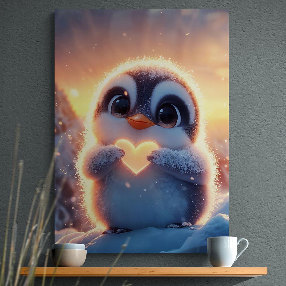 5D Diamond Painting mit AB Effekt – Herz des Pinguins, Unique-Diamond