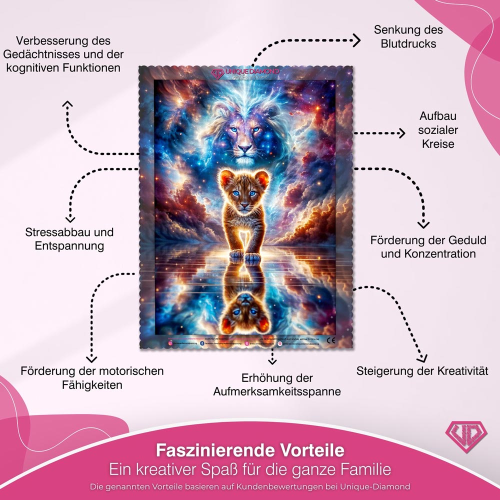 5D Diamond Painting – Himmlischer Löwenmut Unique-Diamond