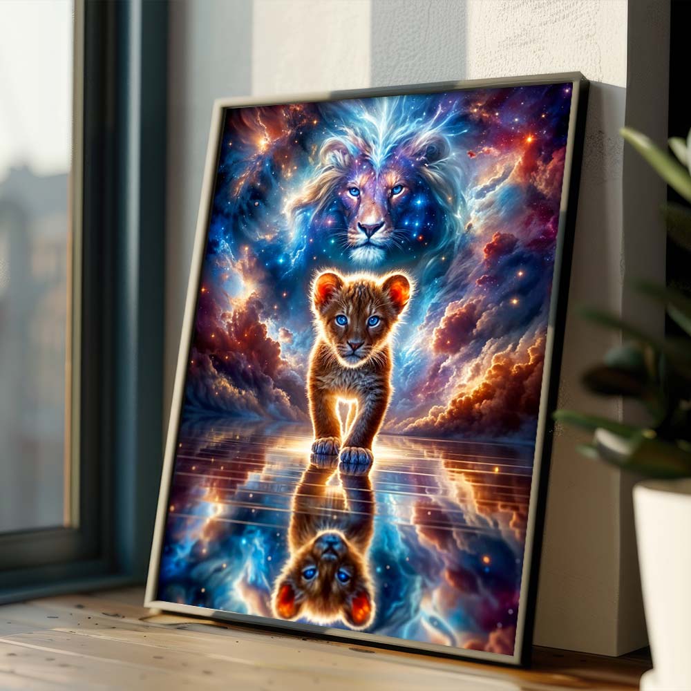 5D Diamond Painting – Himmlischer Löwenmut Unique-Diamond