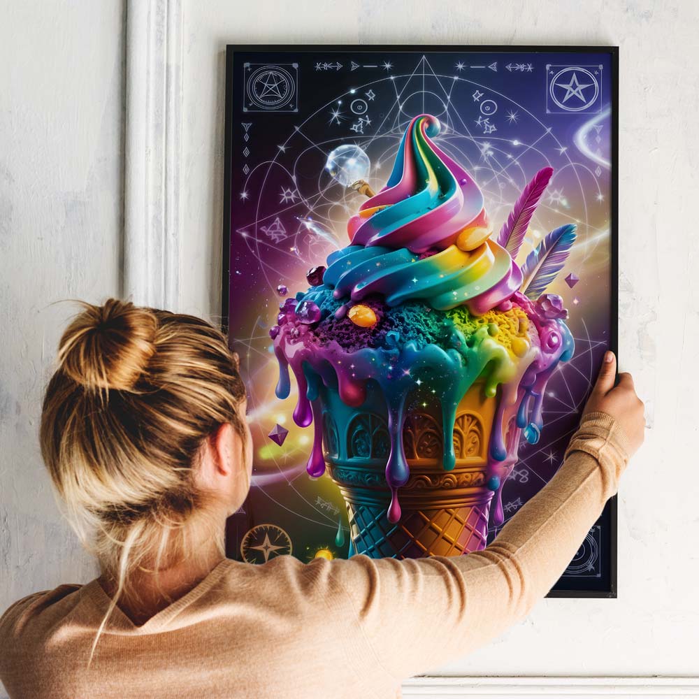 5D Diamond Painting mit AB-Effekt – Kosmische Eiscreme mit 100 Farben, Unique-Diamond