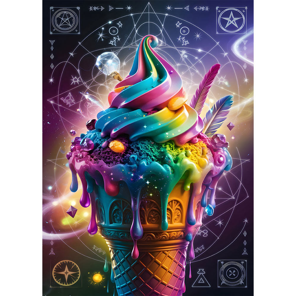 5D Diamond Painting mit AB-Effekt – Kosmische Eiscreme mit 100 Farben, Unique-Diamond