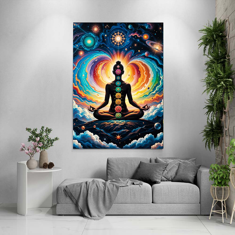 5D Diamond Painting mit AB-Effekt – Kosmische Meditation, Unique-Diamond