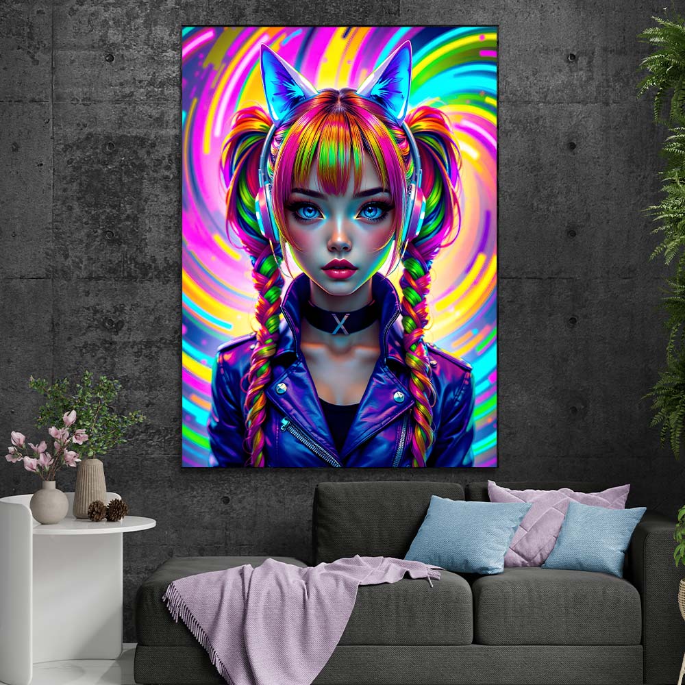 5D Diamond Painting mit AB-Effekt – Lias Neonwelt mit 100 Farben, Unique-Diamond