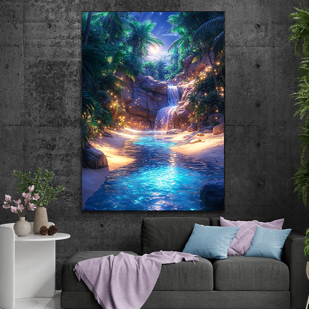 5D Diamond Painting mit AB Effekt – Magische Tropenoase, Unique-Diamond