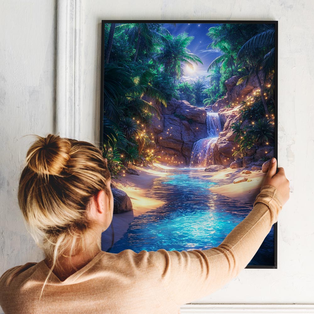 5D Diamond Painting mit AB Effekt – Magische Tropenoase, Unique-Diamond