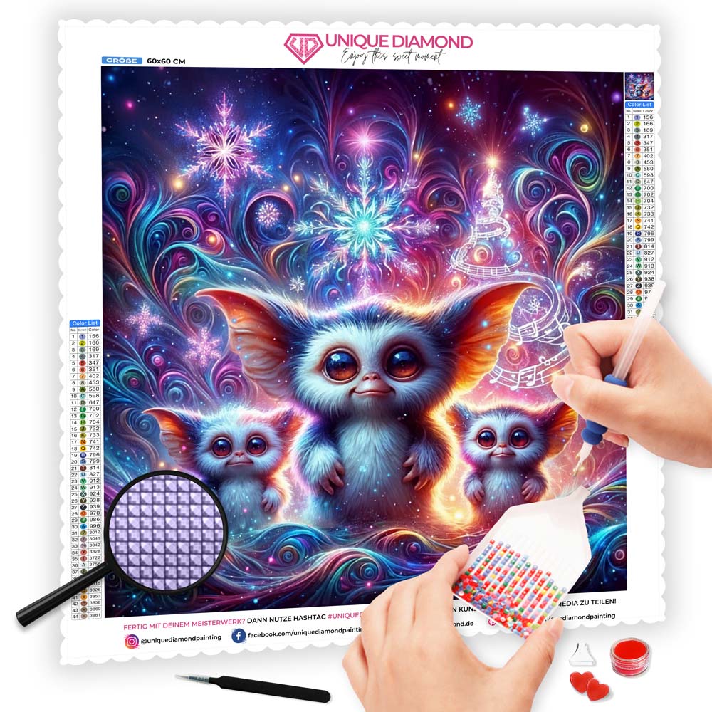 5D Diamond Painting mit AB-Effekt – Magische Winterwesen mit 100 Farben, Unique-Diamond