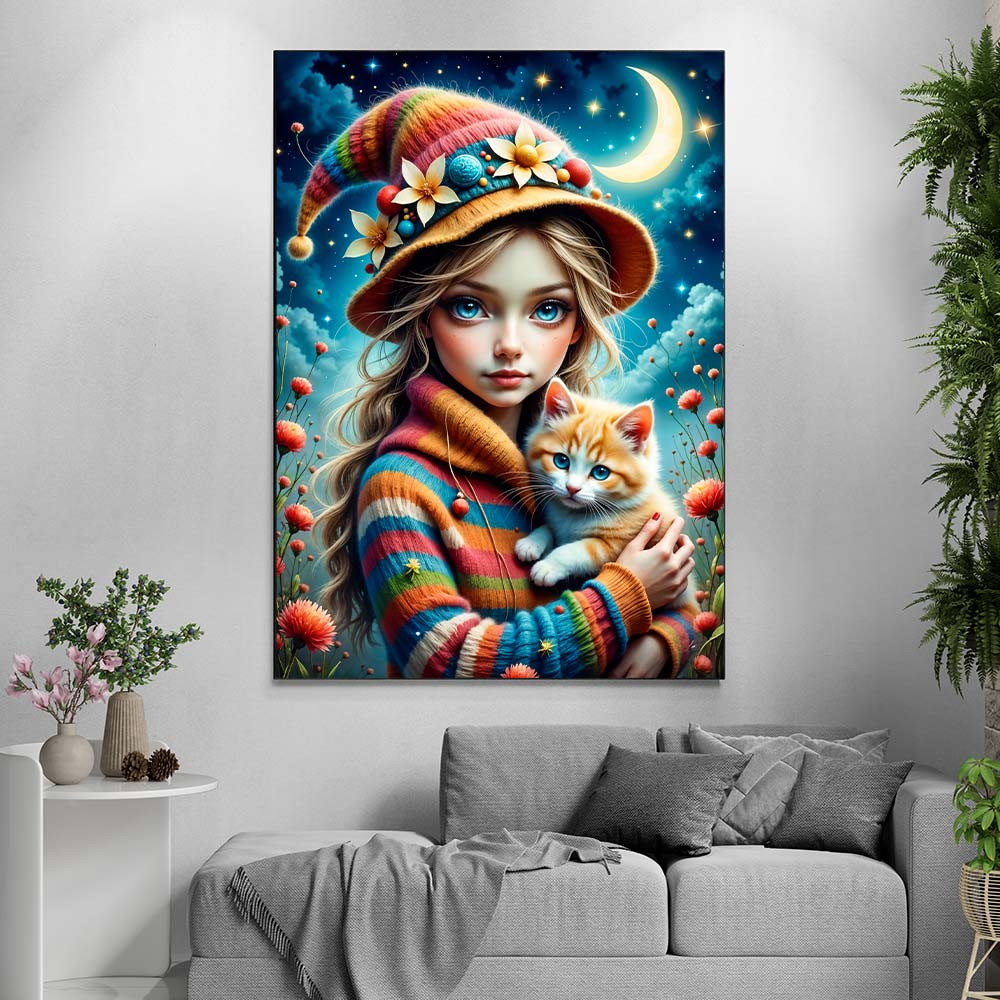 5D Diamond Painting mit AB-Effekt – Mondscheinzauber, Unique-Diamond