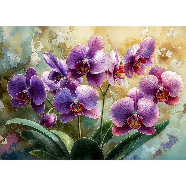 5D Diamond Painting mit AB Effekt – Orchideenpracht, Unique-Diamond