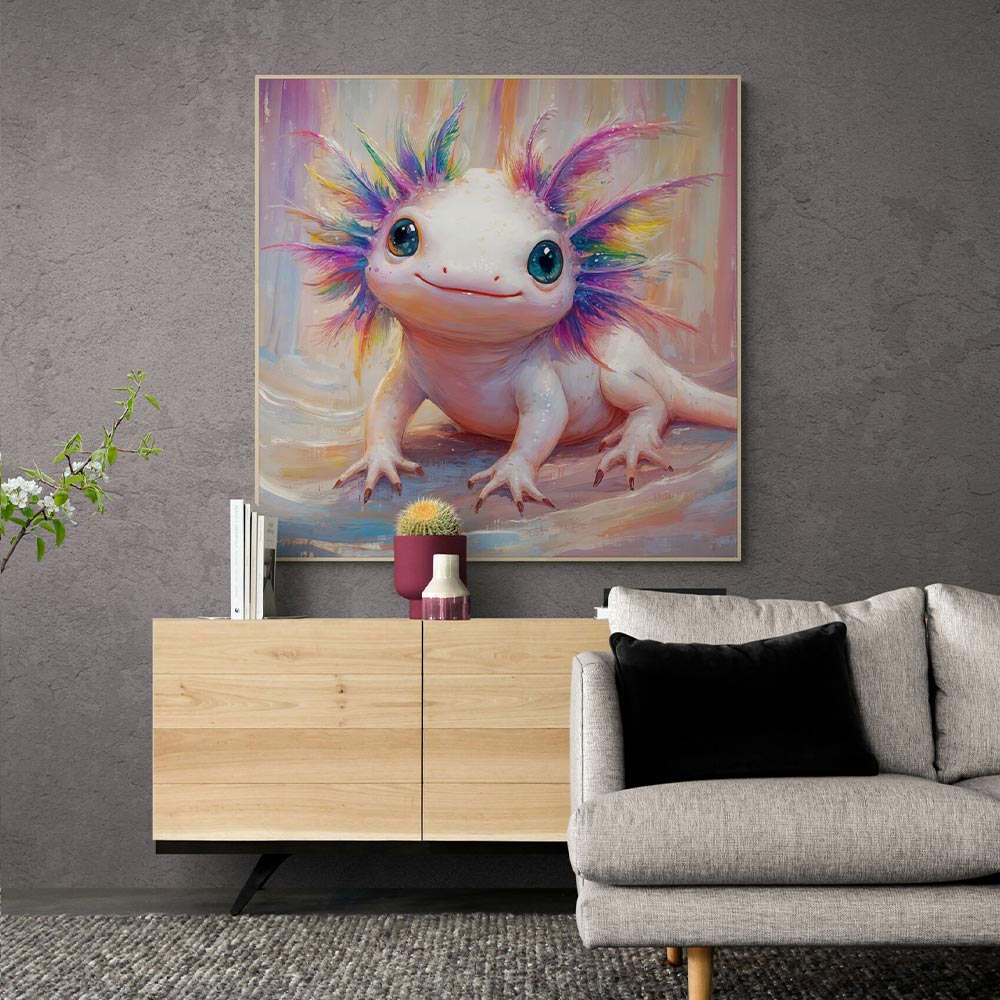 5D Diamond Painting mit AB-Effekt – Regenbogen-Axolotl, Unique-Diamond
