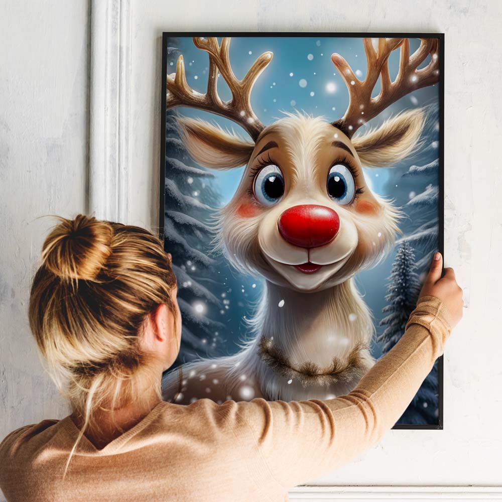 5D Diamond Painting mit AB-Effekt – Rudolphs Winterzauber, Unique-Diamond