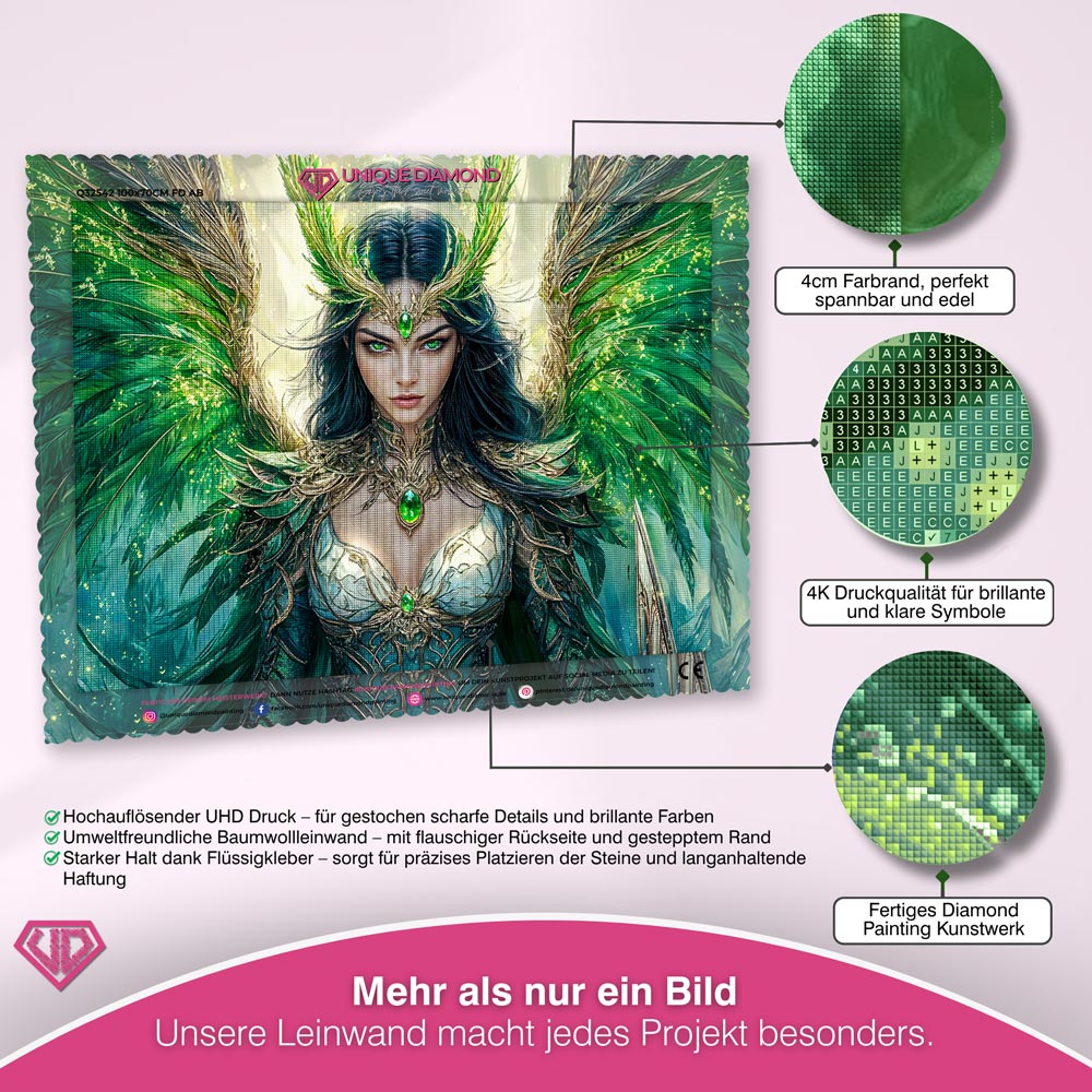 5D Diamond Painting – Smaragdkriegerin Unique-Diamond