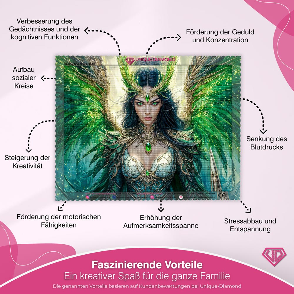 5D Diamond Painting – Smaragdkriegerin Unique-Diamond