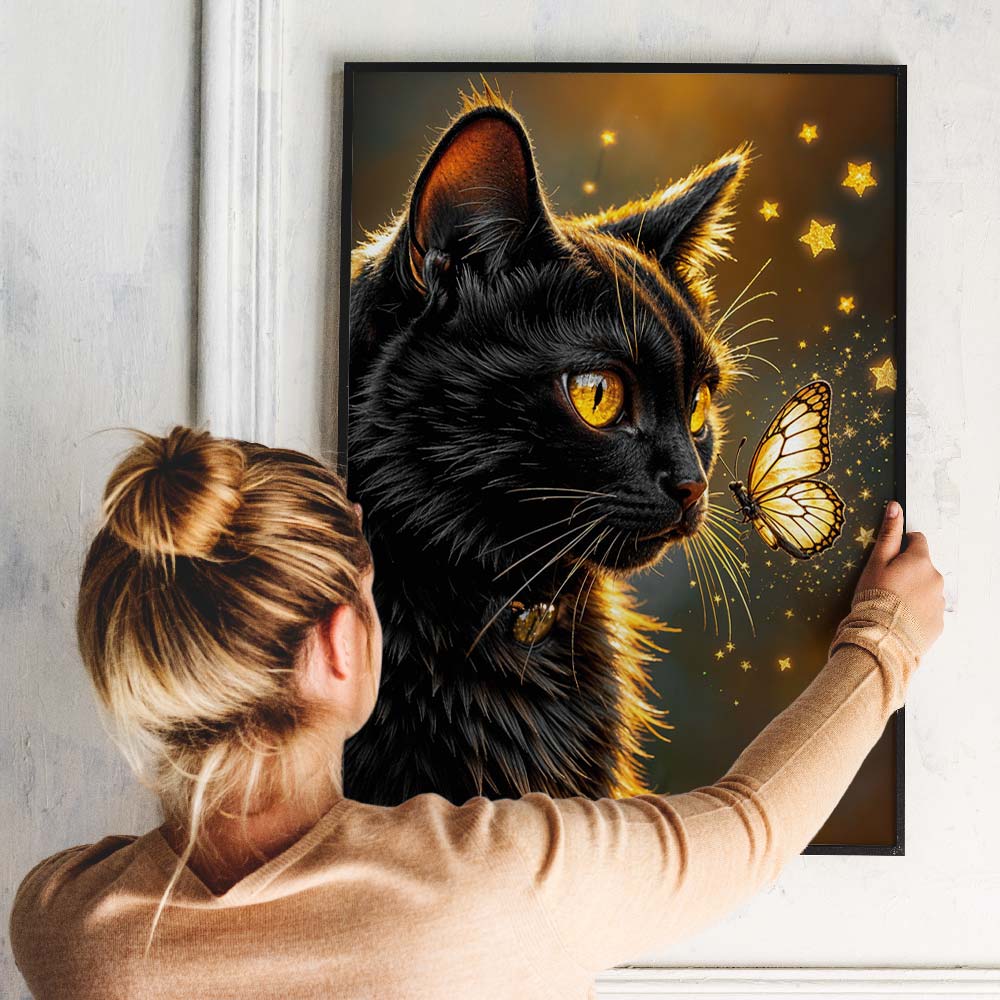 5D Diamond Painting – Sternenglanz der Nachtkatze Unique-Diamond