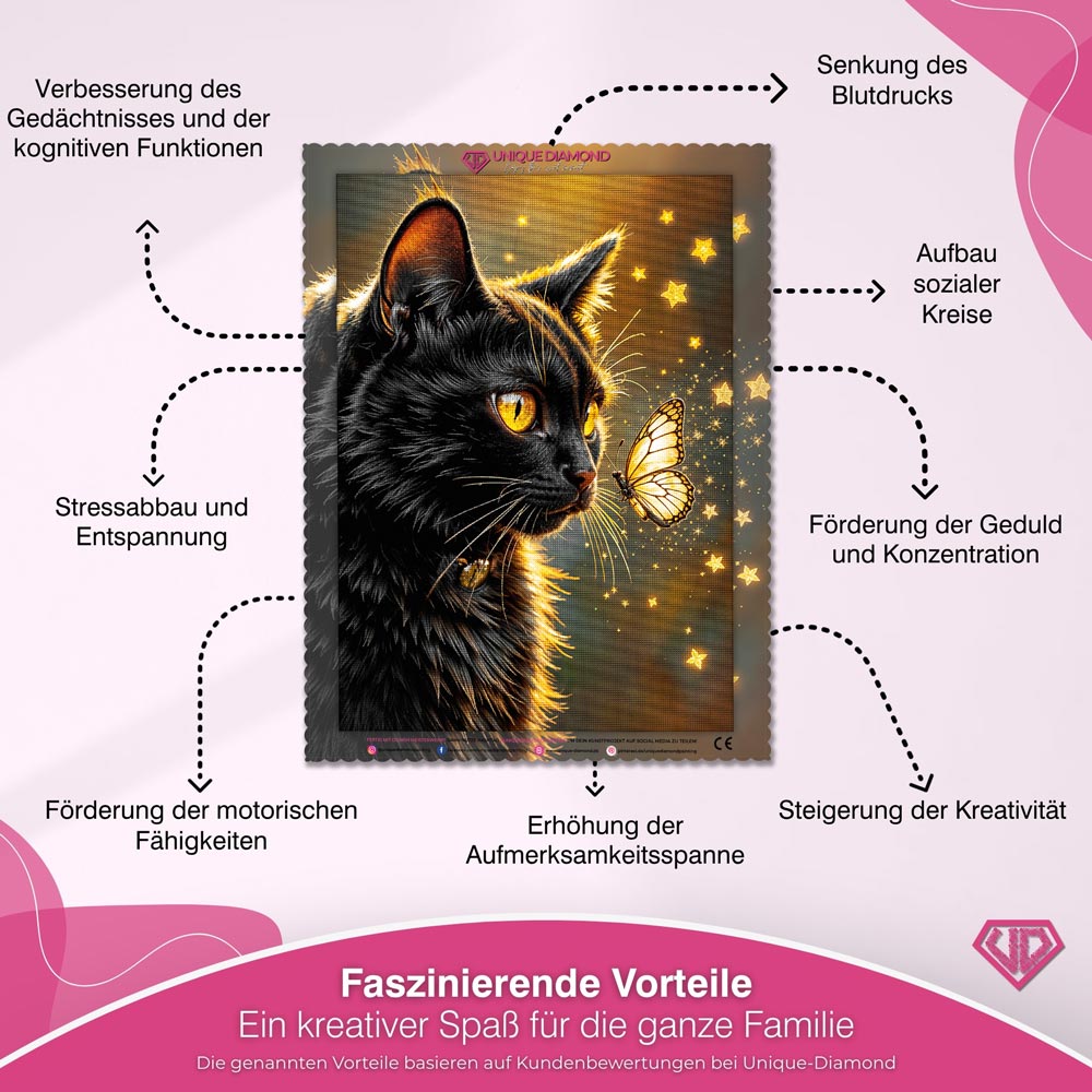 5D Diamond Painting – Sternenglanz der Nachtkatze Unique-Diamond