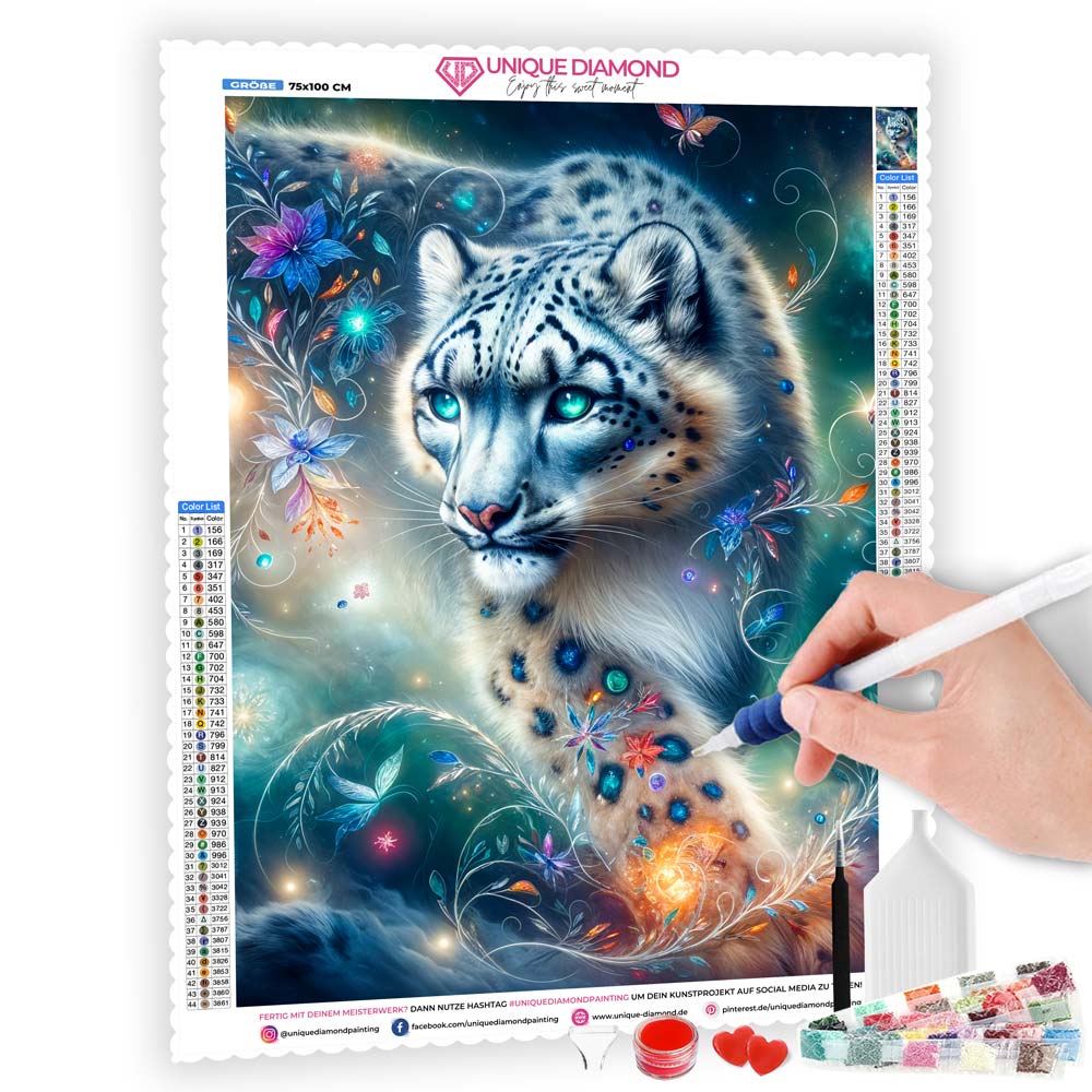 5D Diamond Painting mit AB-Effekt – Sternenleopard, Unique-Diamond