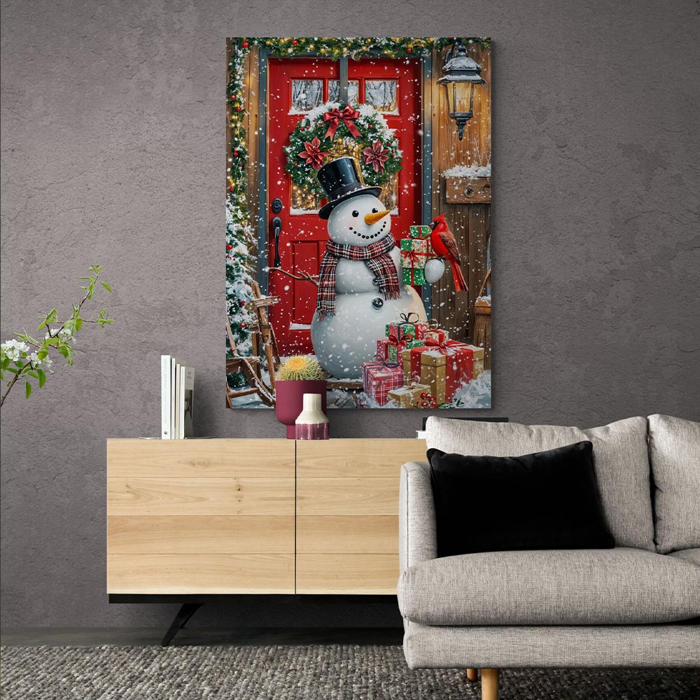 5D Diamond Painting mit AB Effekt – Winterfreude Schneemann, Unique-Diamond