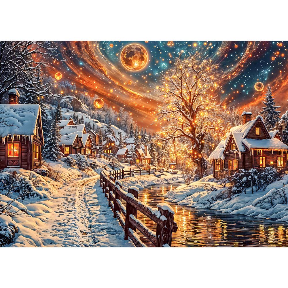5D Diamond Painting – Winterliche Abendruhe Unique-Diamond