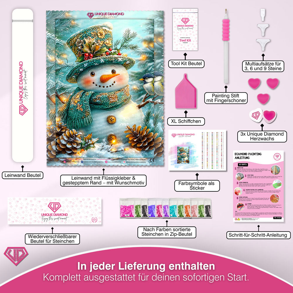 5D Diamond Painting – Winterzauber-Schneemann Unique-Diamond