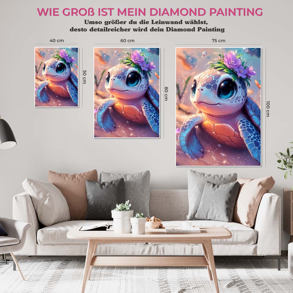 5D Diamond Painting mit AB-Effekt – Zauberhafte Meeresschildkröte, Unique-Diamond