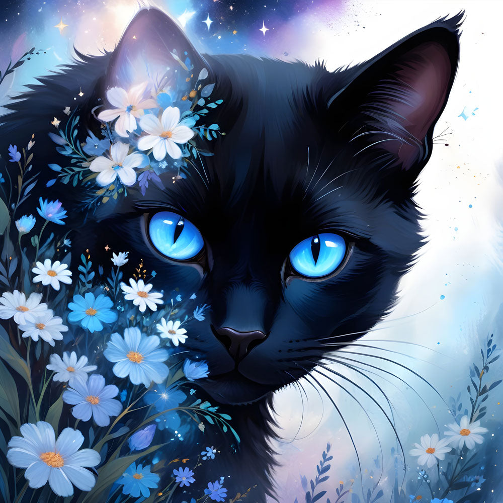 5D Diamond Painting AB Steine Schwarze Katze, Unique-Diamond