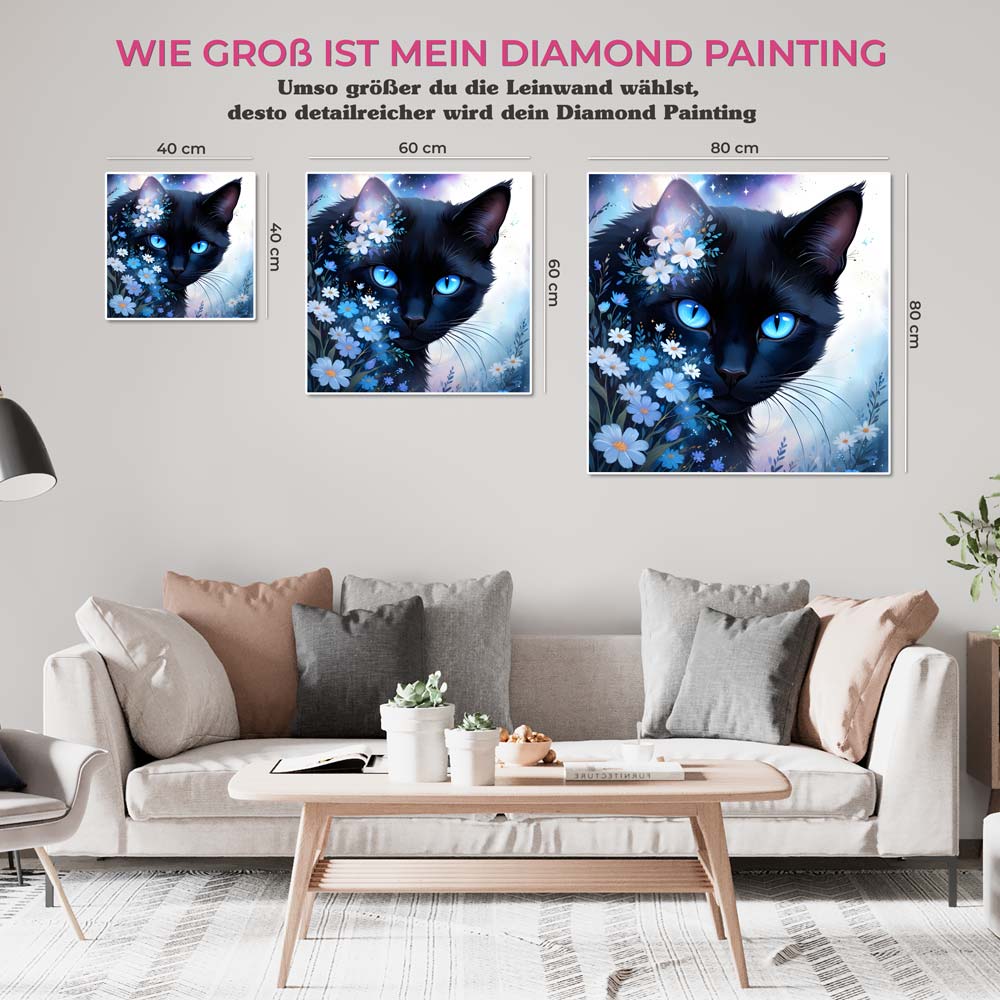 5D Diamond Painting AB Steine Schwarze Katze, Unique-Diamond