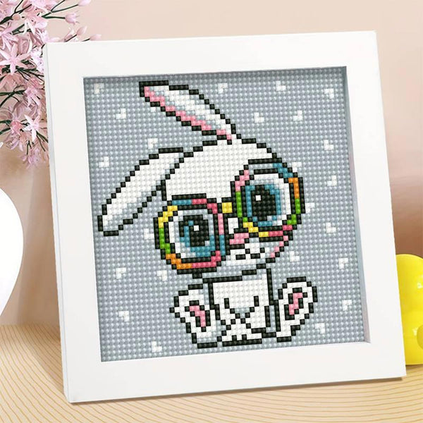 5D Kinder Diamond Painting Hase mit Bilderrahmen, Unique-Diamond