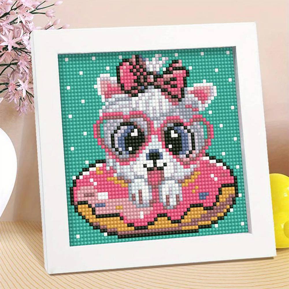 5D Kinder Diamond Painting Hund mit Brille mit Bilderrahmen, Unique-Diamond