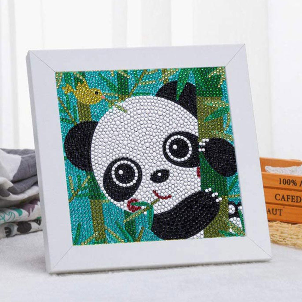 5D Kinder Diamond Painting Panda mit Bilderrahmen, Unique-Diamond