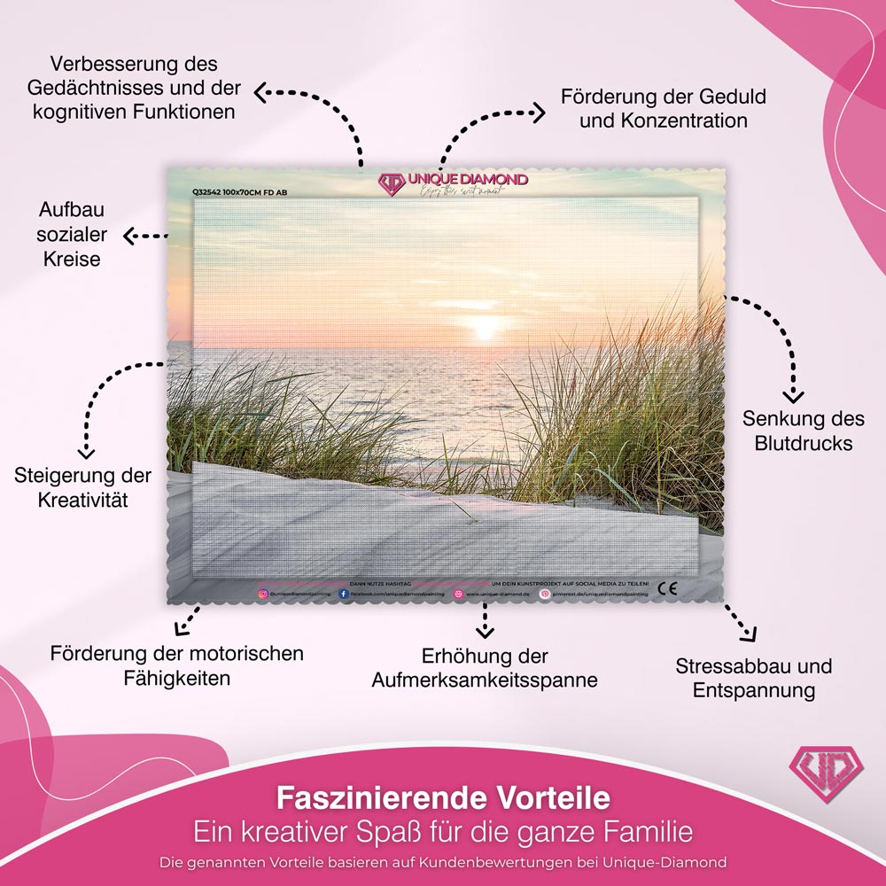 5D Diamant Painting – Sonnenuntergang am Sandstrand Unique-Diamond