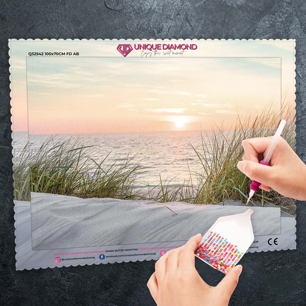 5D Diamant Painting – Sonnenuntergang am Sandstrand Unique-Diamond