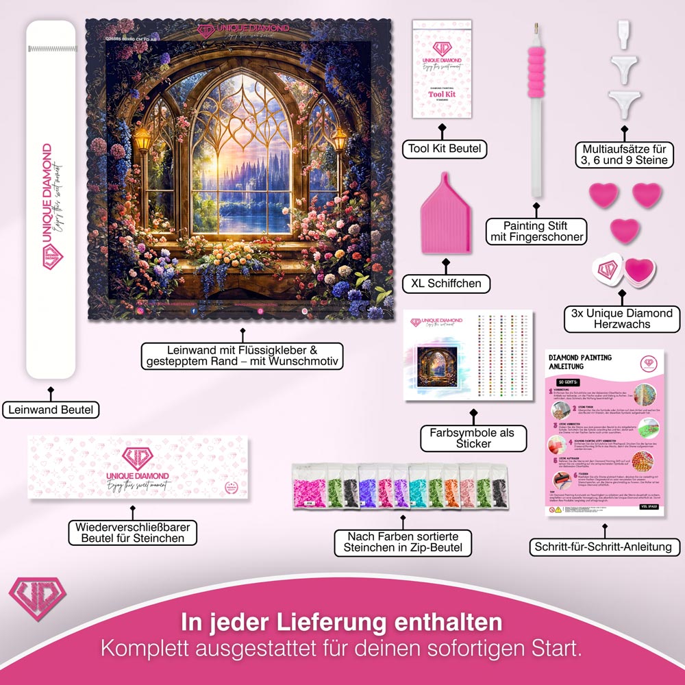 5D Diamond Painting – Blumentraum Unique-Diamond