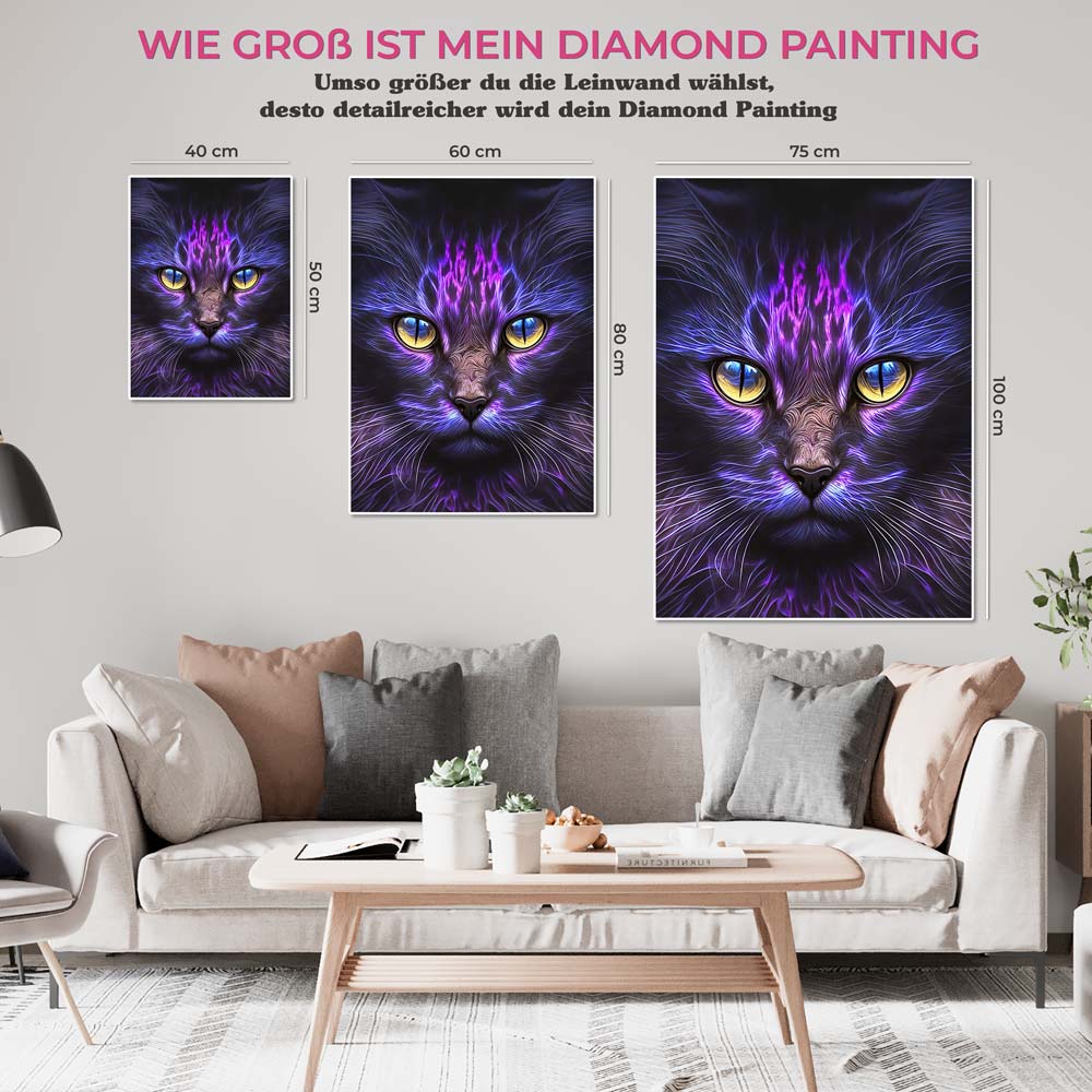 5D Diamond Painting AB Steine Magic Cat, Unique-Diamond