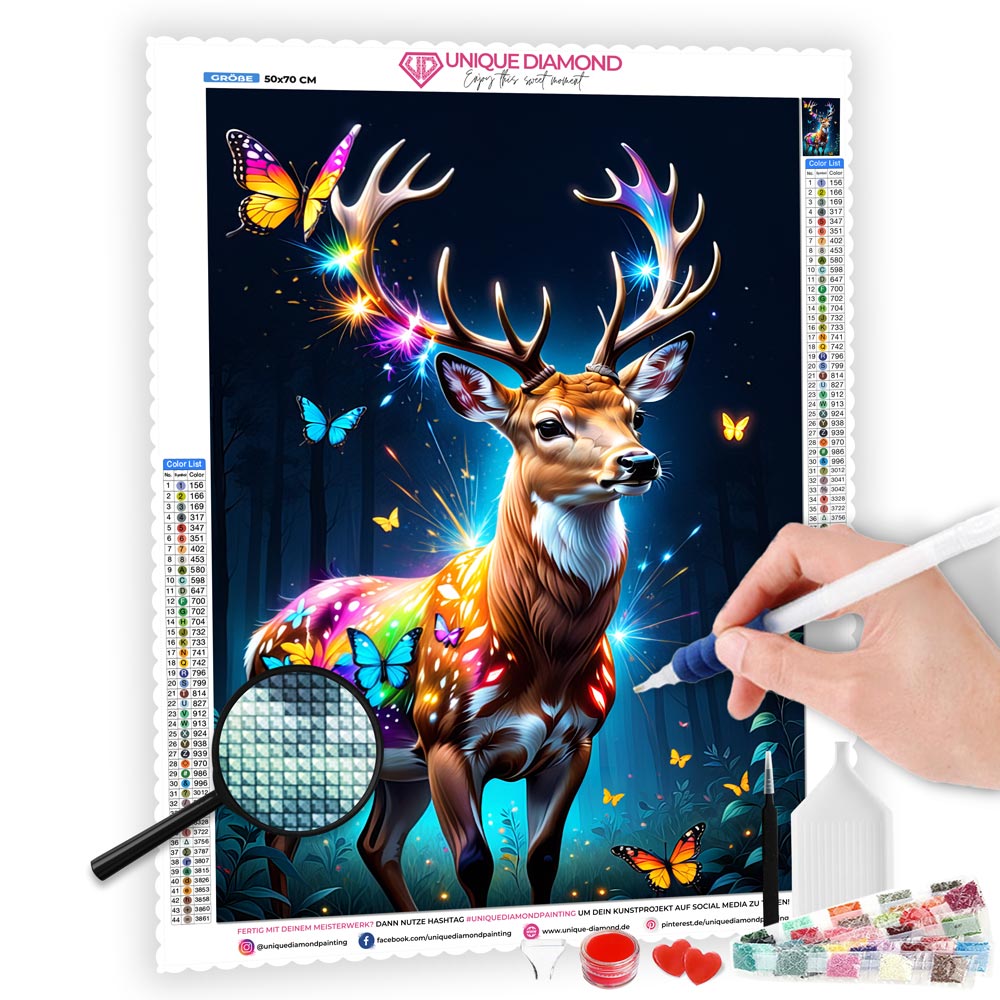 5D Diamond Painting AB Steine Magic Deer, Unique-Diamond