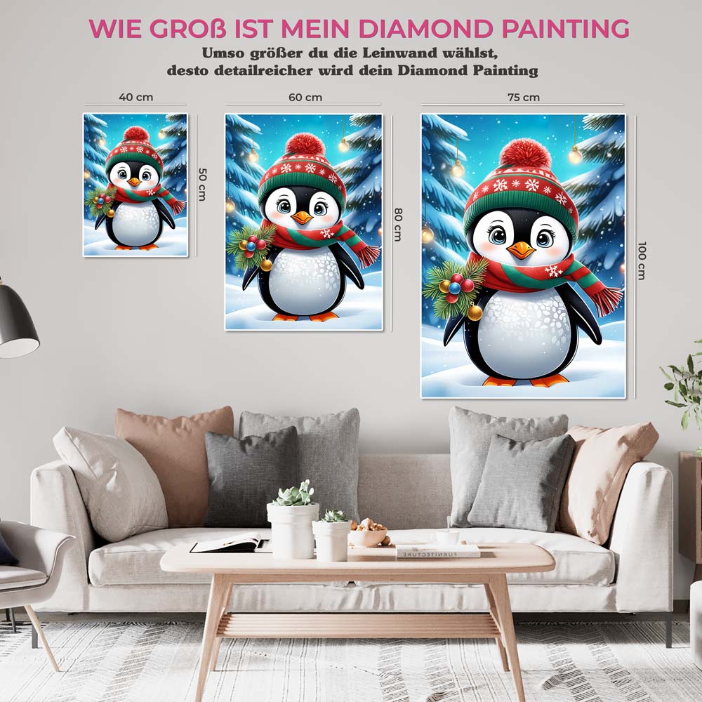 5D Diamond Painting AB Steine Pinguin im Winter, Unique-Diamond