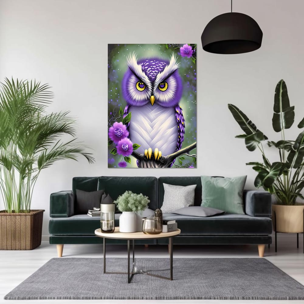 5D Diamond Painting AB Steine Purple Owl, Unique-Diamond
