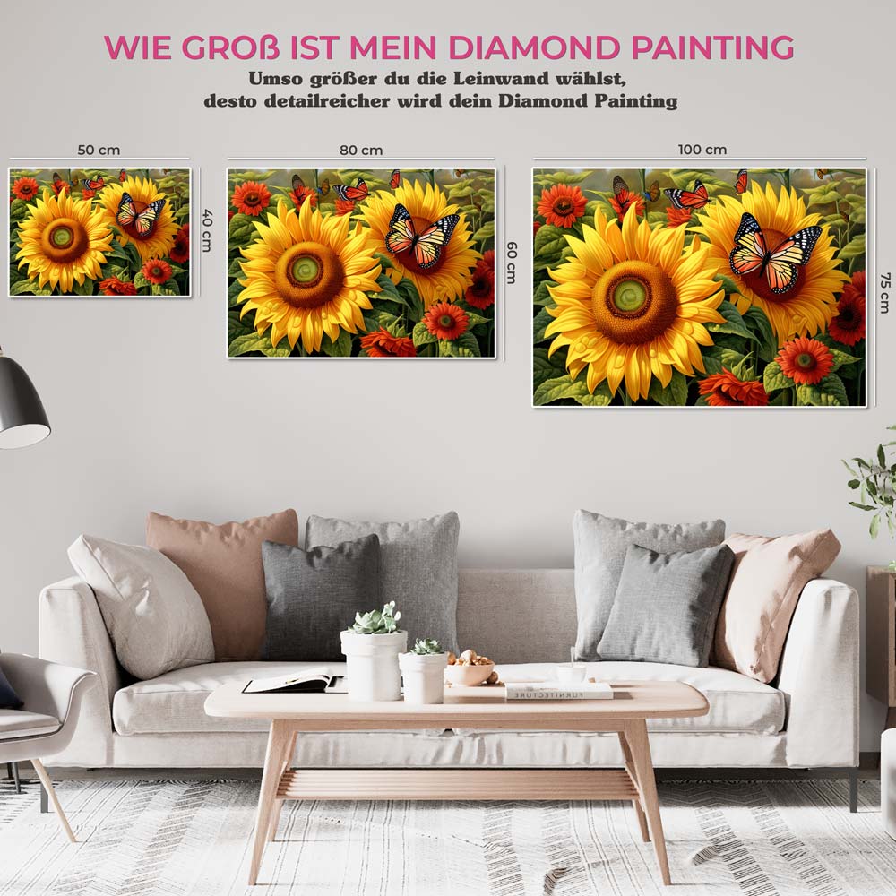 5D Diamond Painting AB Steine Sonnenblumen, Unique-Diamond