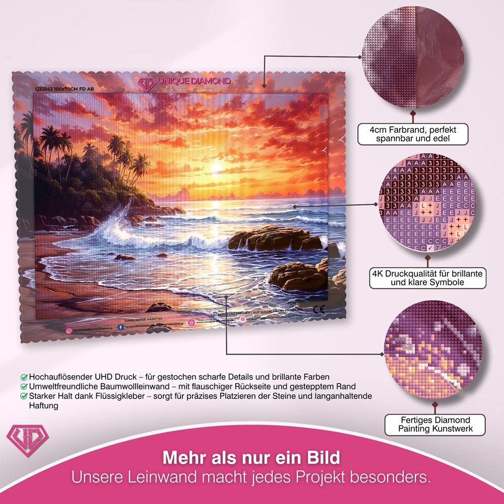 5D Diamant Painting – Sonnenuntergang am Strand Unique-Diamond