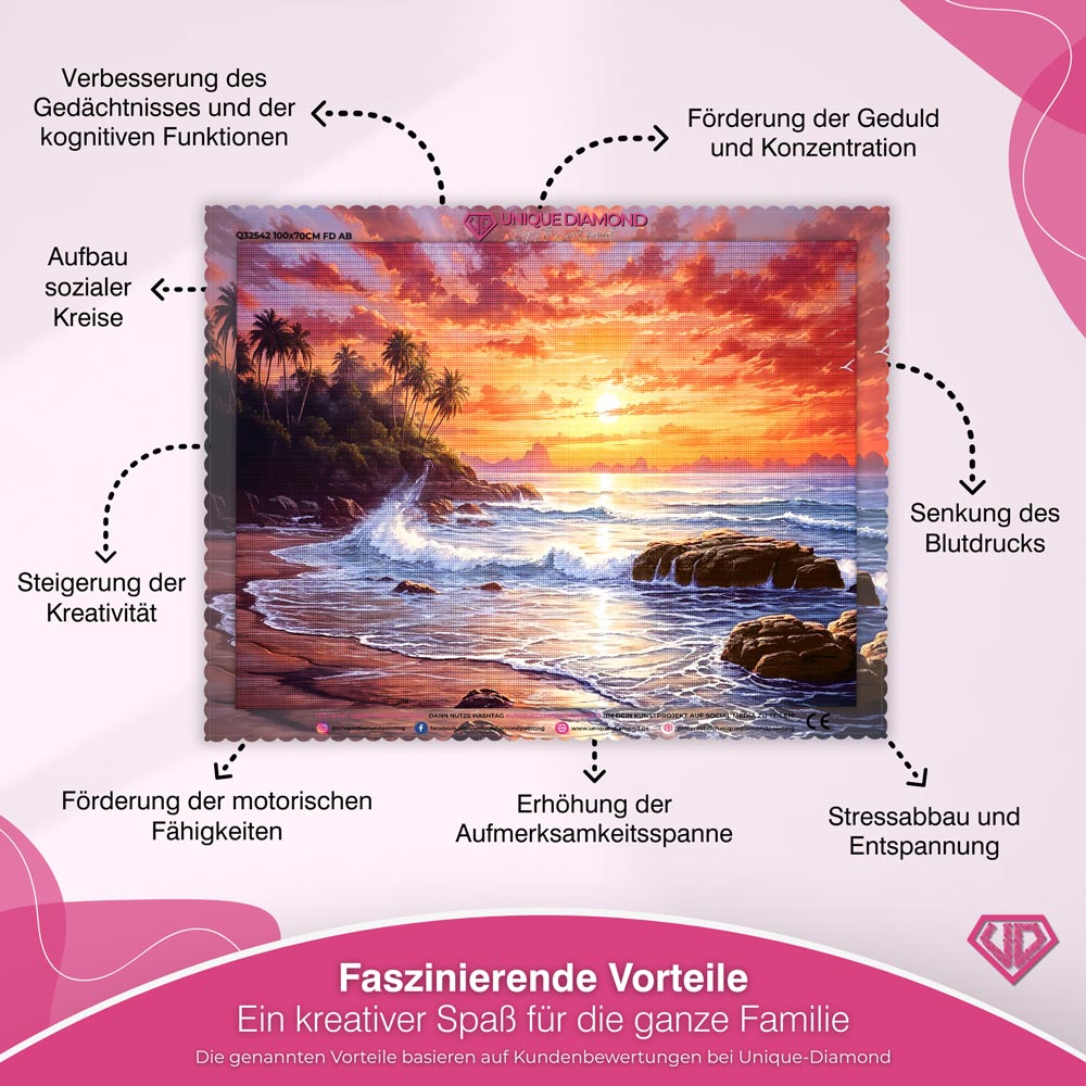 5D Diamant Painting – Sonnenuntergang am Strand Unique-Diamond