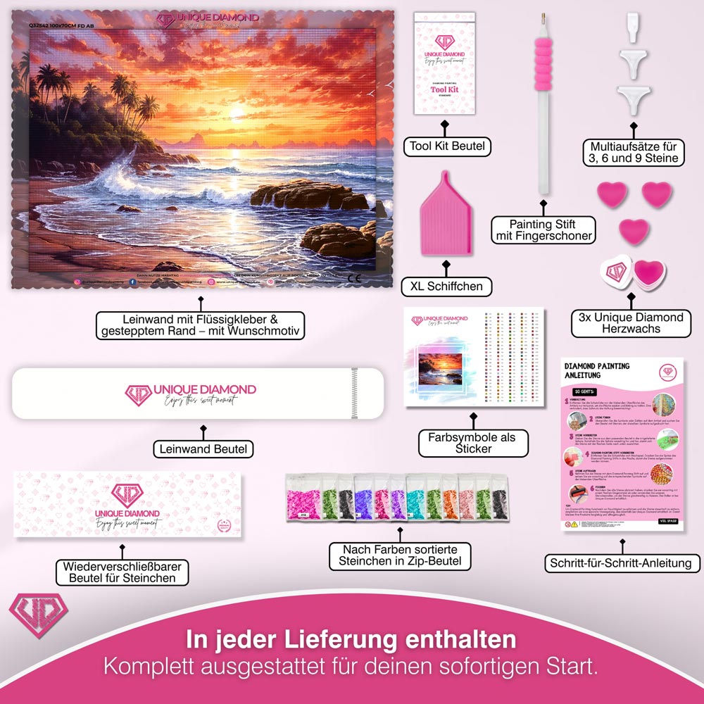 5D Diamant Painting – Sonnenuntergang am Strand Unique-Diamond