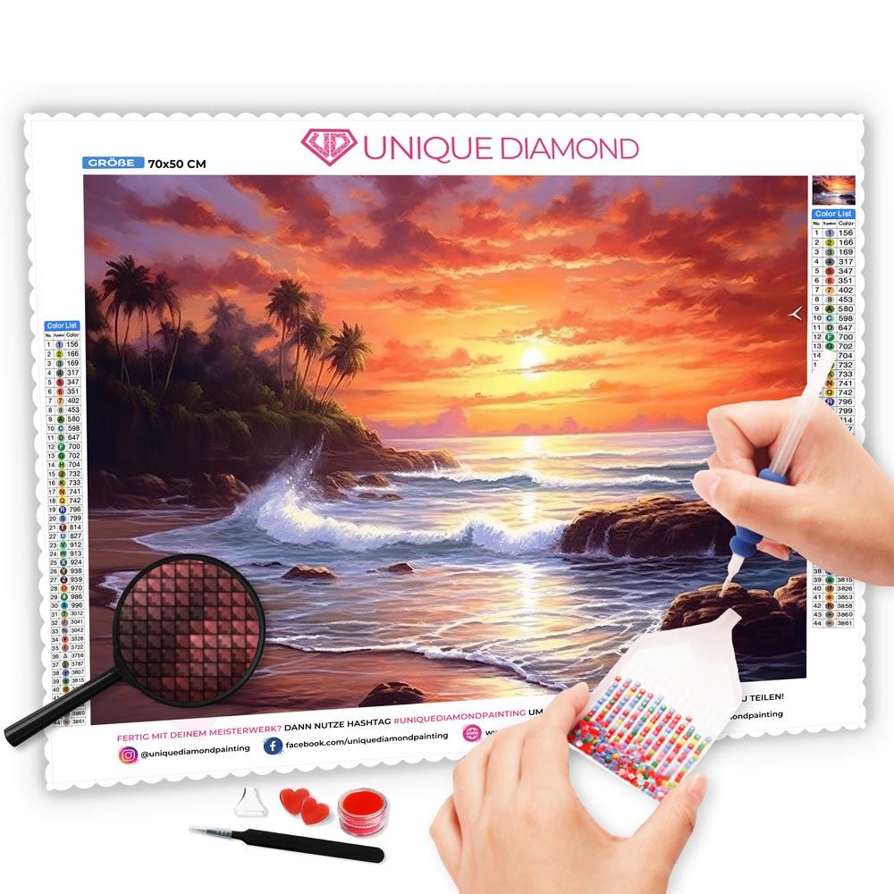 5D Diamond Painting Set 4-teilig - Strand Motive 30x40cm DIY Diamantbilder Für Wanddekoration